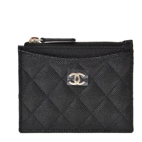 chanel caviar quilted cc zip card holder|Beige Quilted Caviar Leather CC Card Holder .